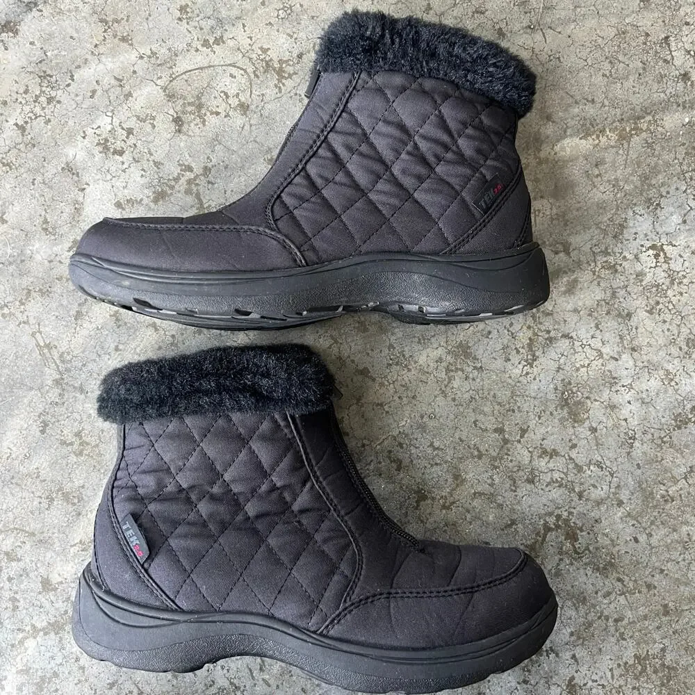 L.L. Bean Ultralight Waterproof Snow Boots Front Zip Quilted Black Women’s 7.5